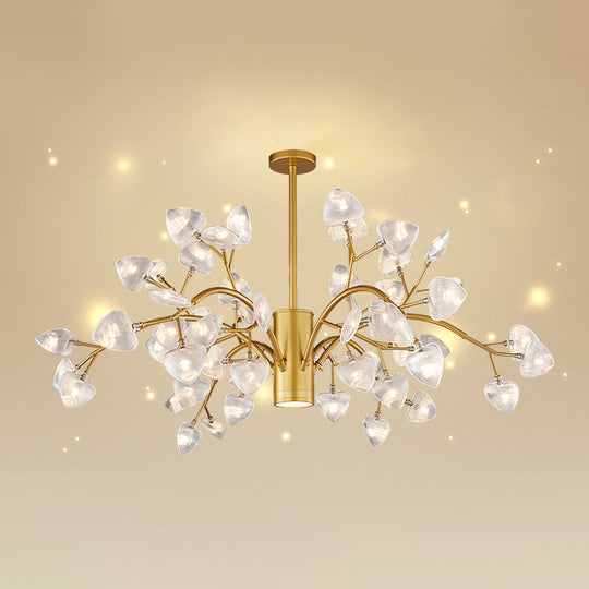 Modern Firefly Chandelier With Clear Acrylic Leaf Shades For Bedroom And Corridor Lighting 54 / Gold