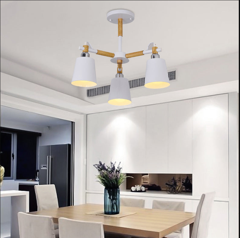 CÃ©lia - Modern Dining Room Pendant Lamp Modern Wooden Minimalism Hanging Light with Downward Metal Cloche Shade