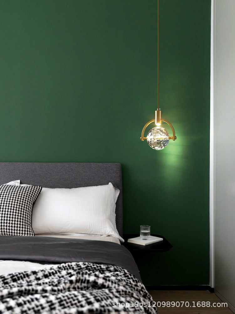 Modern Mini Crystal Pendant Light with Brass Finish for Living Room, Bar, and Coffee Shop Ceiling