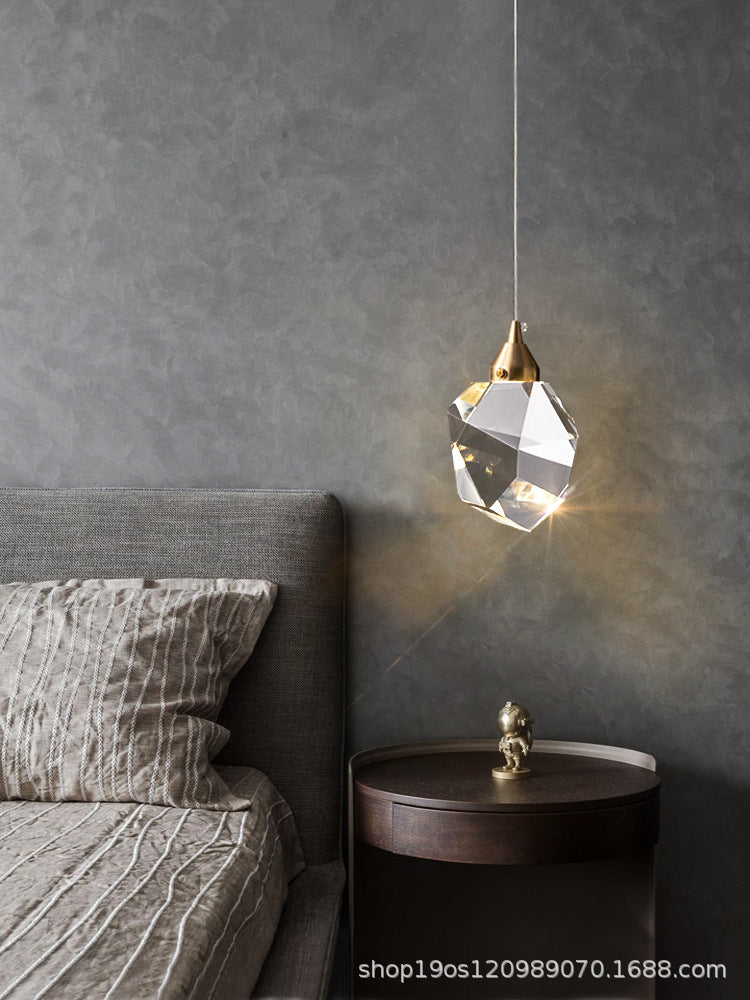 Modern Mini Crystal Pendant Light with Brass Finish for Living Room, Bar, and Coffee Shop Ceiling
