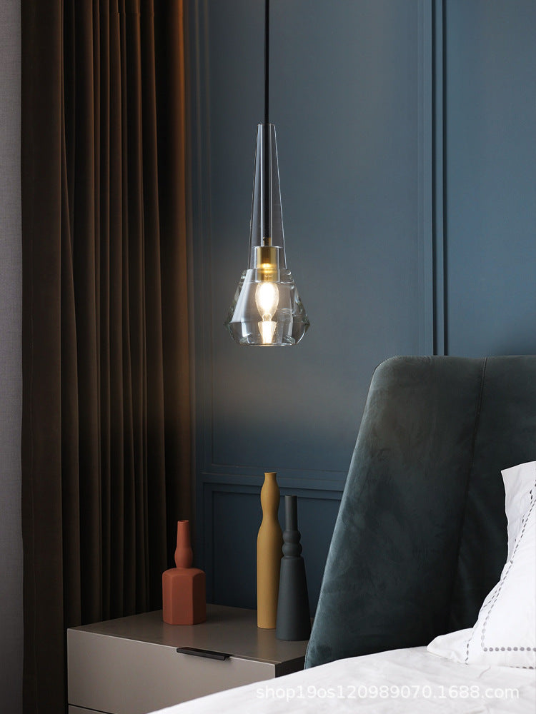 Modern Mini Crystal Pendant Light with Brass Finish for Living Room, Bar, and Coffee Shop Ceiling