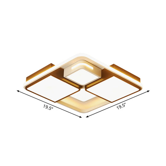 Sleek Square/Rectangle Ceiling Flushmount LED Light Fixture in Black and White, Warm/White Light, 16"/19.5"/23.5"/35.5" Width