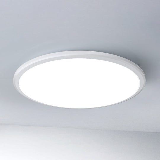 Ultra-Thin Round Led Ceiling Light For Kitchen - Simple White Design With Acrylic Flush Mount