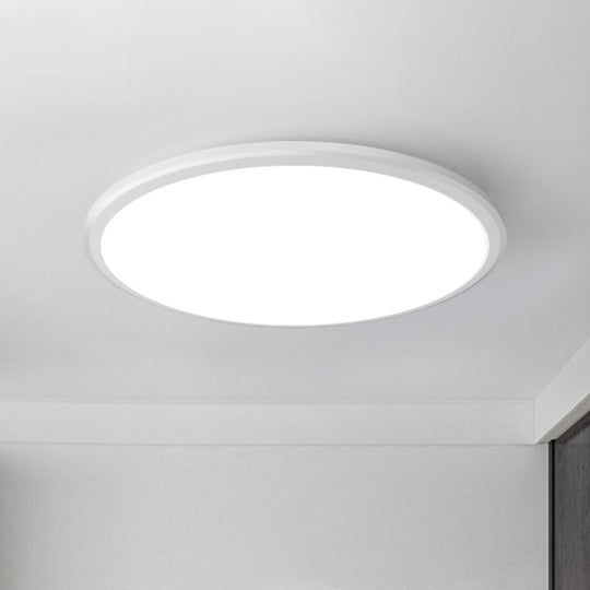 Ultra-Thin Round Led Ceiling Light For Kitchen - Simple White Design With Acrylic Flush Mount / 8