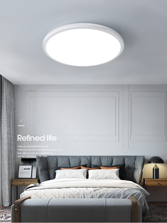 Ultra-Thin Round Led Ceiling Light For Kitchen - Simple White Design With Acrylic Flush Mount