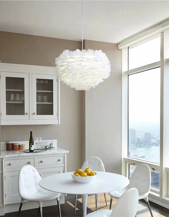 Nordic Style Heart Ceiling Light - White Metal Pendant Lamp For Bedrooms