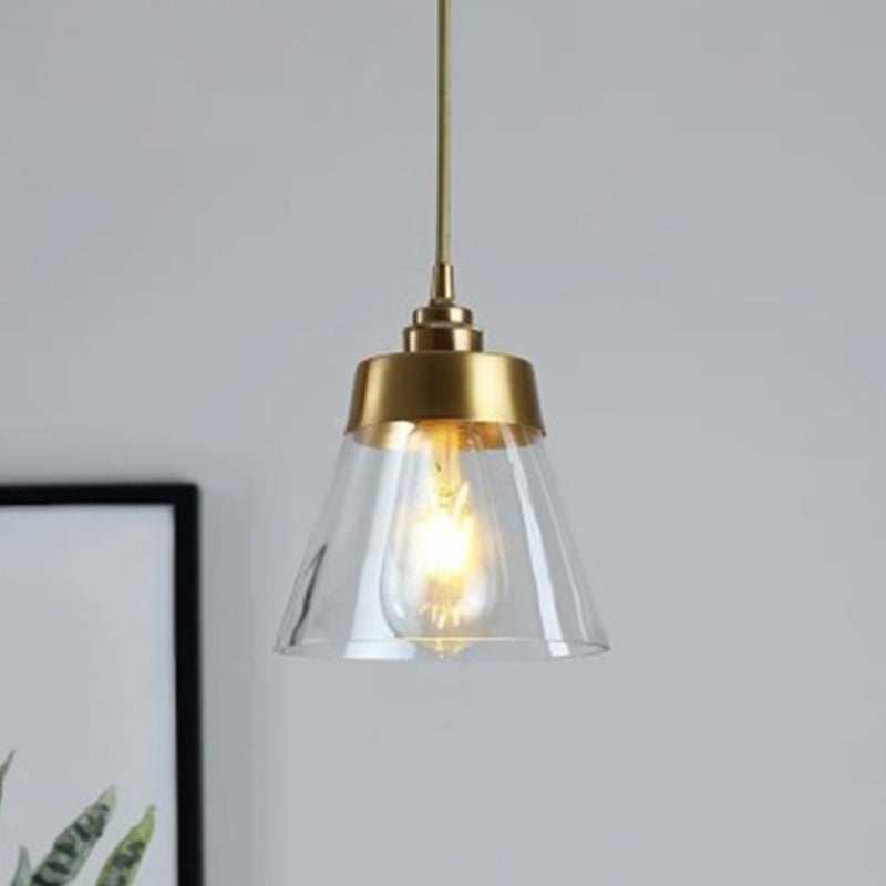 Contemporary Gold Glass Tapered Pendant Light Fixture - Hanging Ceiling Lighting