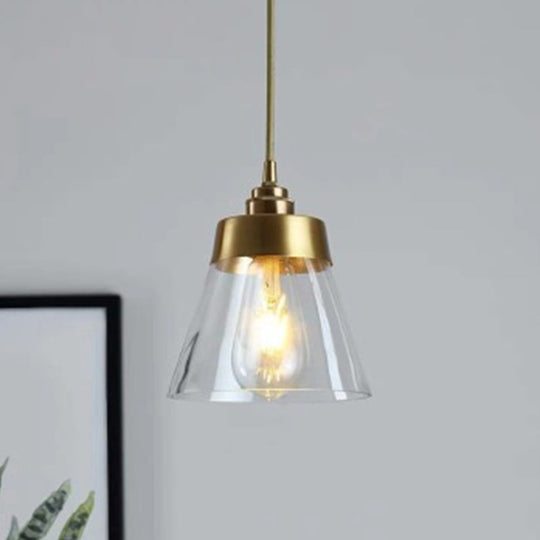 Contemporary Gold Glass Tapered Pendant Light Fixture - Hanging Ceiling Lighting