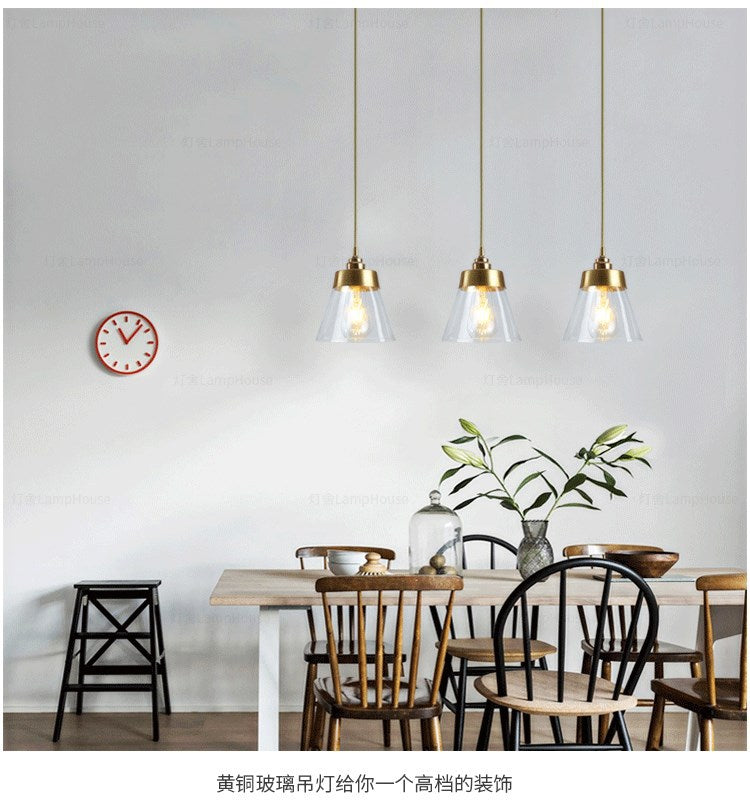 Contemporary Gold Glass Tapered Pendant Light Fixture - Hanging Ceiling Lighting