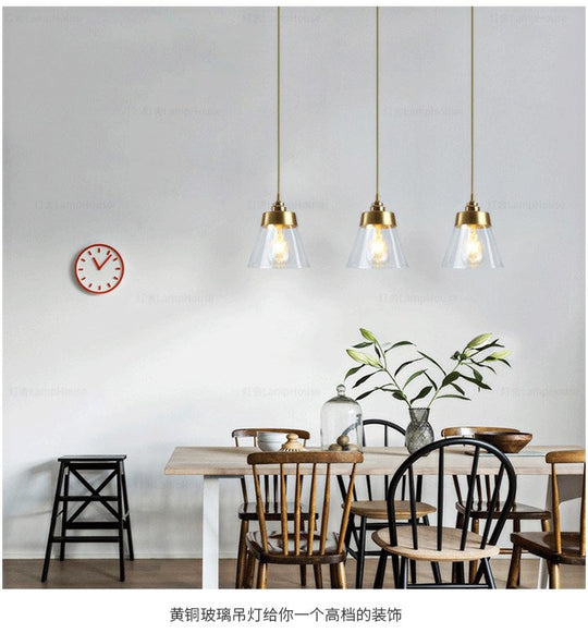 Contemporary Gold Glass Tapered Pendant Light Fixture - Hanging Ceiling Lighting