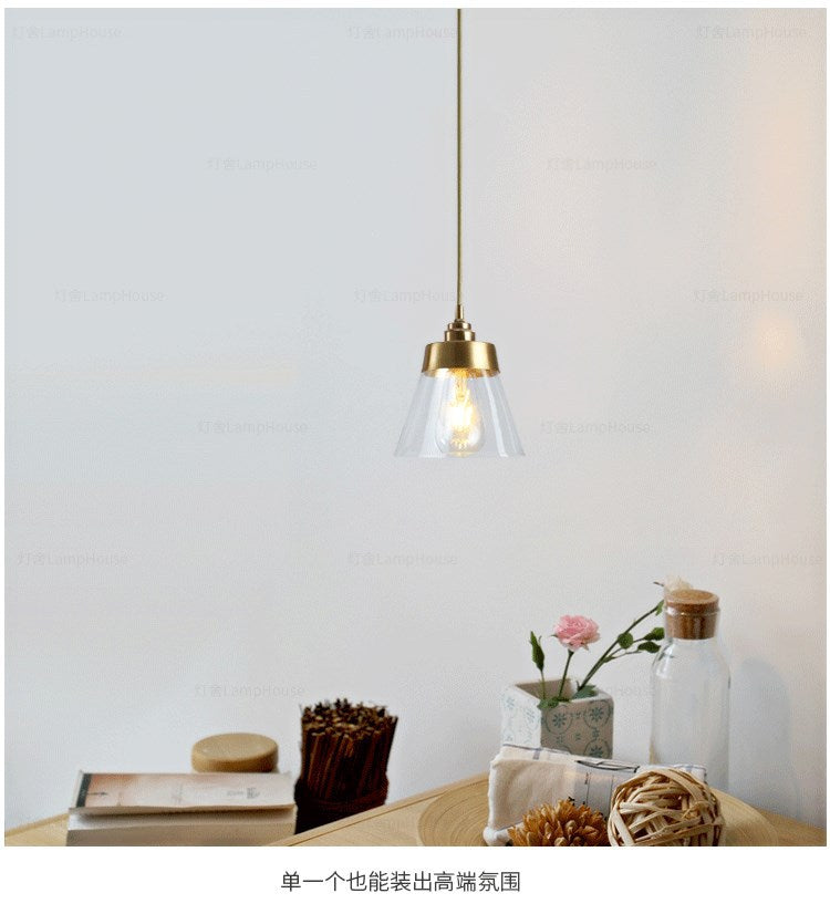 Contemporary Gold Glass Tapered Pendant Light Fixture - Hanging Ceiling Lighting