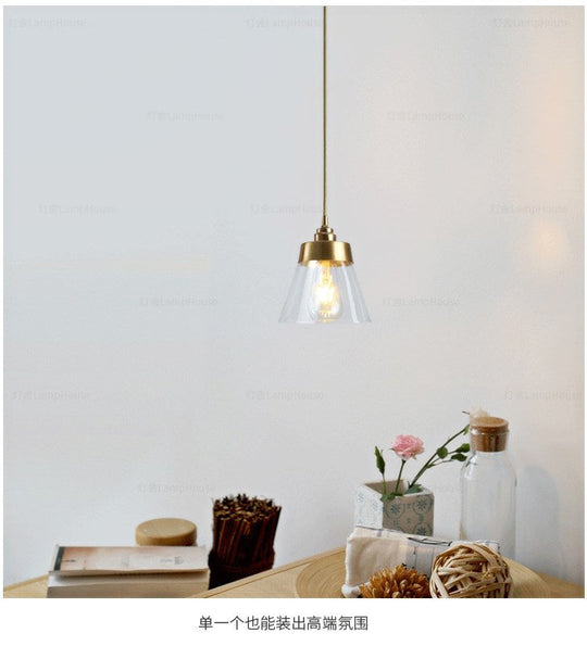 Contemporary Gold Glass Tapered Pendant Light Fixture - Hanging Ceiling Lighting