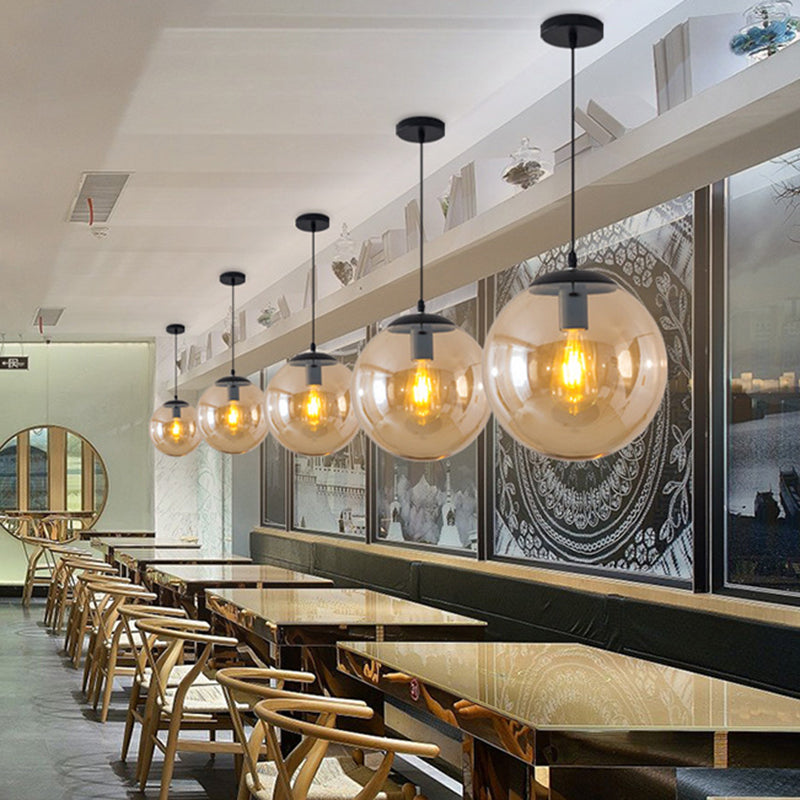 Minimalist Pendant Ceiling Light With Orb Glass Shade - Ideal Restaurant Lighting Fixture