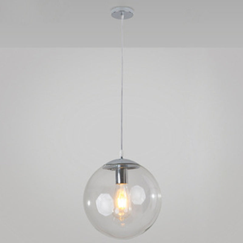 Minimalist Pendant Ceiling Light With Orb Glass Shade - Ideal Restaurant Lighting Fixture Silver /