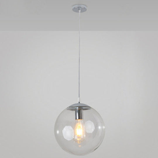 Minimalist Pendant Ceiling Light With Orb Glass Shade - Ideal Restaurant Lighting Fixture Silver /