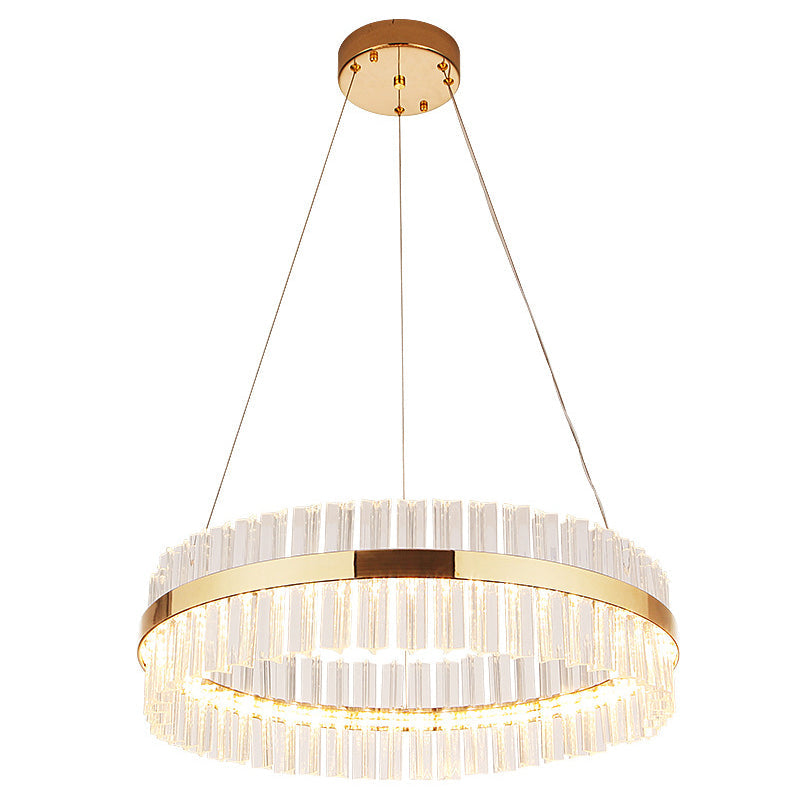 Modern Led Crystal Gold Ring Pendant Ceiling Lamp