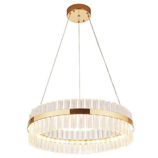 Modern Led Crystal Gold Ring Pendant Ceiling Lamp