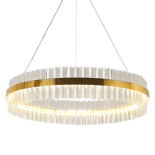Modern Led Crystal Gold Ring Pendant Ceiling Lamp / 16