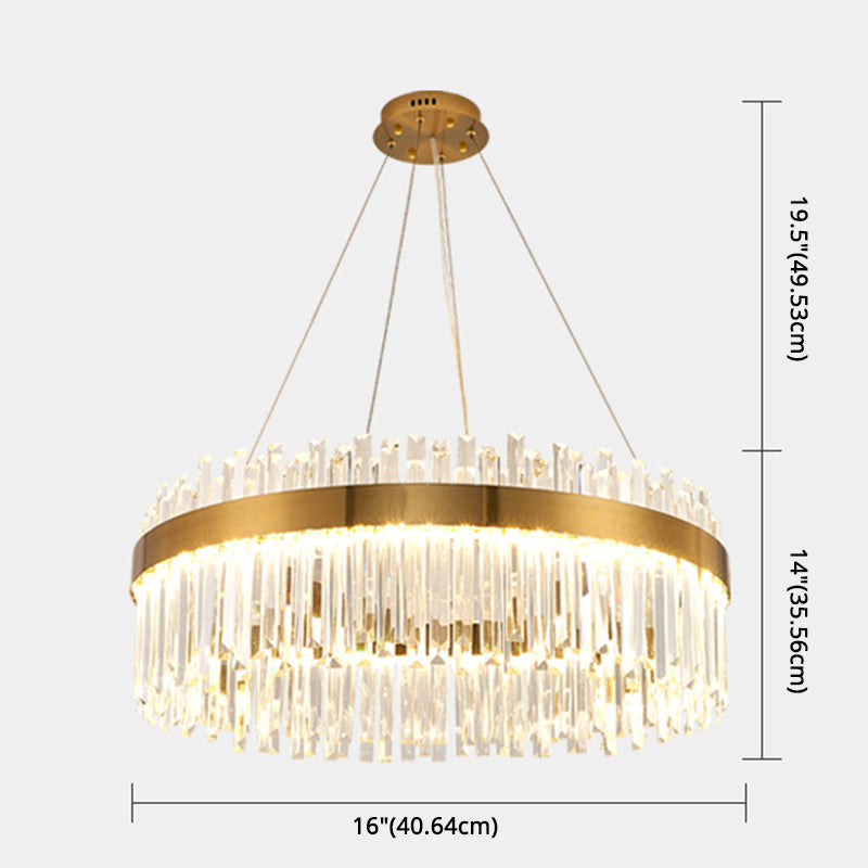 Contemporary Led Pendant Lamp With Crystal Shade & Gold Finish