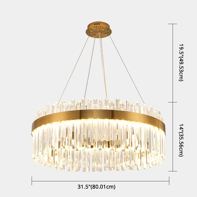 Contemporary Led Pendant Lamp With Crystal Shade & Gold Finish