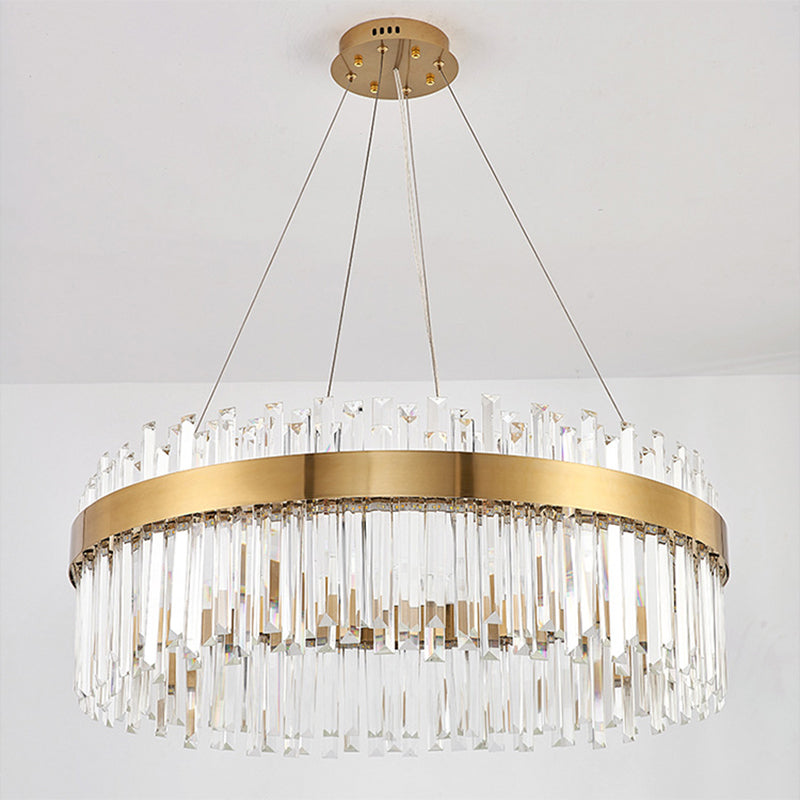 Contemporary Led Pendant Lamp With Crystal Shade & Gold Finish
