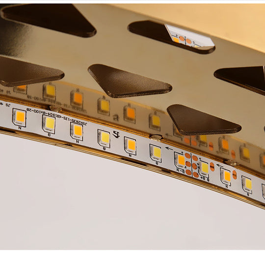 Contemporary Led Pendant Lamp With Crystal Shade & Gold Finish