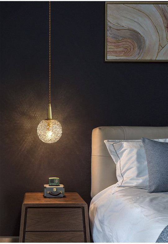 Modern Gold Crystal Pendant Ceiling Light Spherical Suspension Lamp