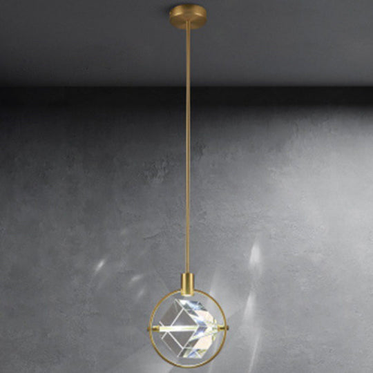 Modern Crystal Cubic Hanging Ceiling Light: Led Gold Suspended Fixture 1 /