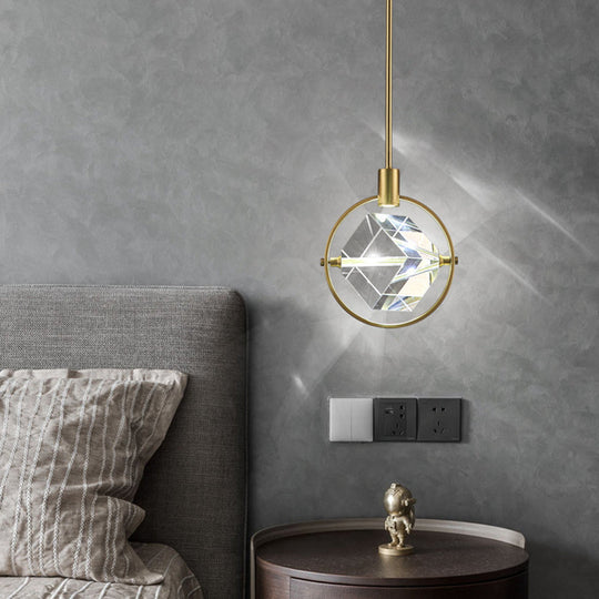 Modern Crystal Cubic Hanging Ceiling Light: Led Gold Suspended Fixture