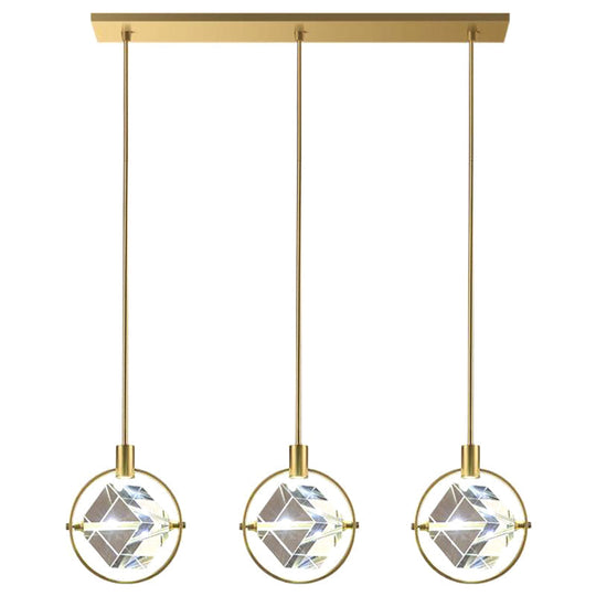 Modern Crystal Cubic Hanging Ceiling Light: Led Gold Suspended Fixture