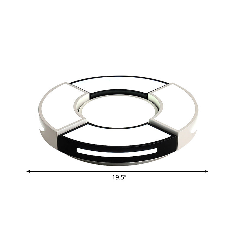 Contemporary Black & White Metal Flush Lamp with Diffuser - 3 Sizes Available