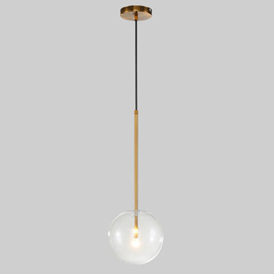 Minimalist Gold Globe Glass Pendant Light Fixture / 7