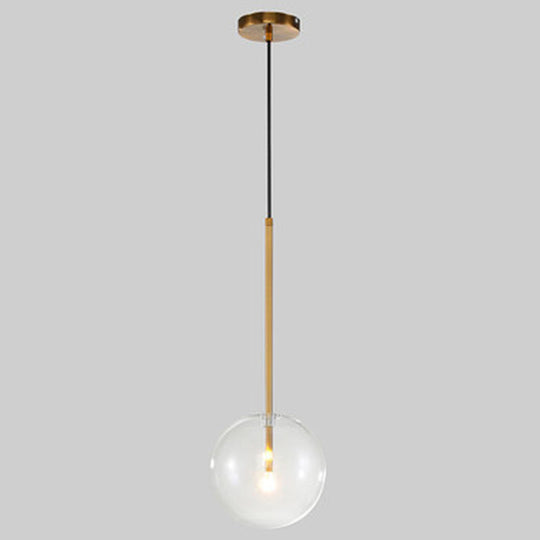 Minimalist Gold Globe Glass Pendant Light Fixture / 8