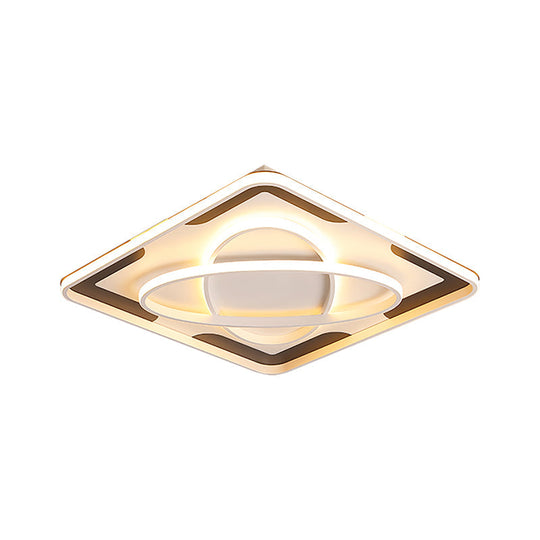 Modern Geometric Flush Ceiling Light Fixture - Integrated LED, Metal Black/White, Warm/White - 18"/23.5"/35.5" W