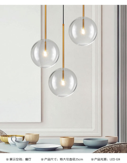Minimalist Gold Globe Glass Pendant Light Fixture