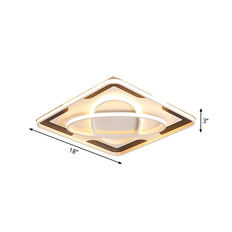 Modern Geometric Flush Ceiling Light Fixture - Integrated LED, Metal Black/White, Warm/White - 18"/23.5"/35.5" W