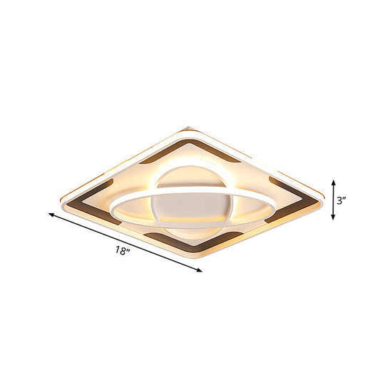 Modern Geometric Flush Ceiling Light Fixture - Integrated LED, Metal Black/White, Warm/White - 18"/23.5"/35.5" W