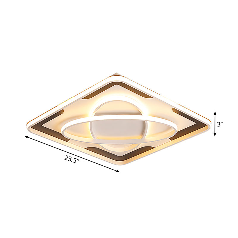 Modern Geometric Flush Ceiling Light Fixture - Integrated LED, Metal Black/White, Warm/White - 18"/23.5"/35.5" W