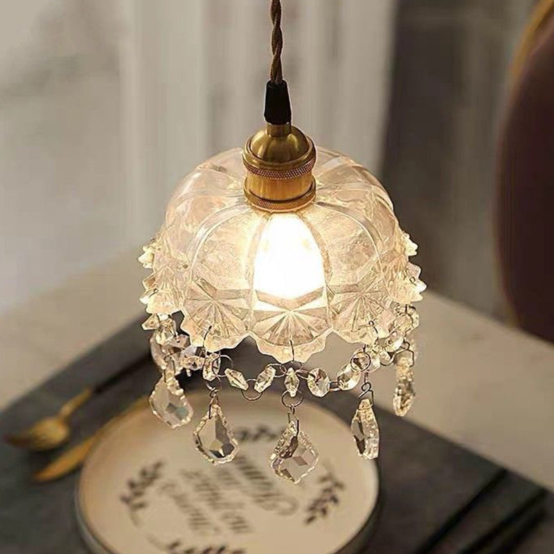 Contemporary Gold Glass Flower Pendant Ceiling Light - Elegant Suspended Lighting Fixture