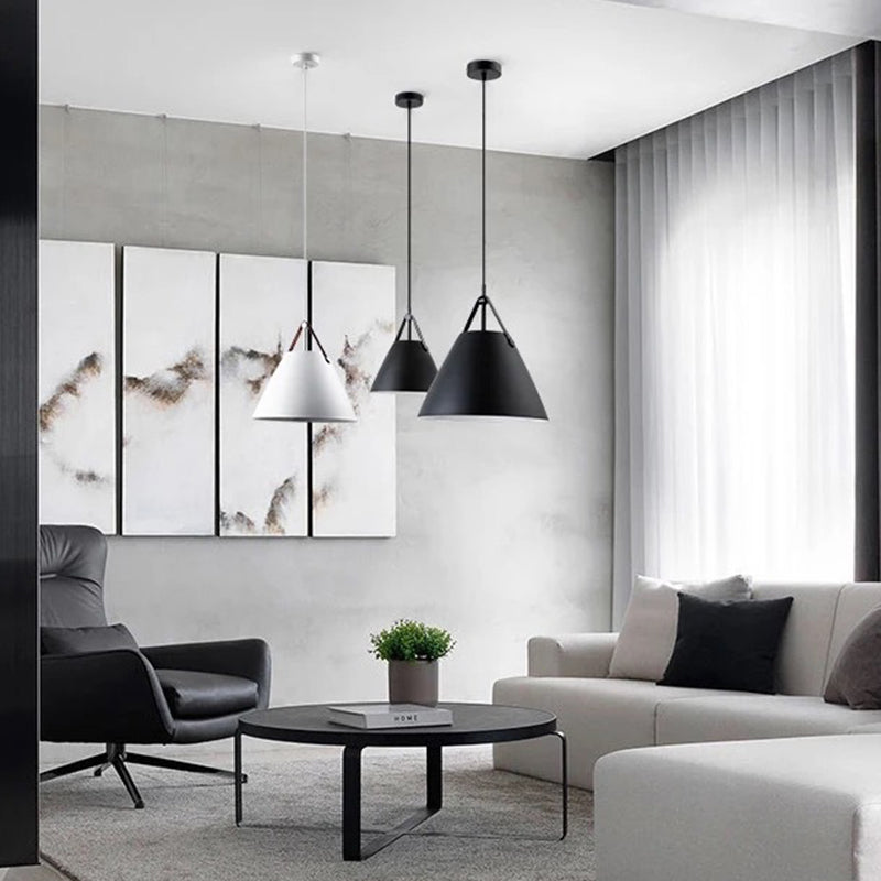 Metal Conical Suspension Pendant Ceiling Light - Minimalist Style For Living Room