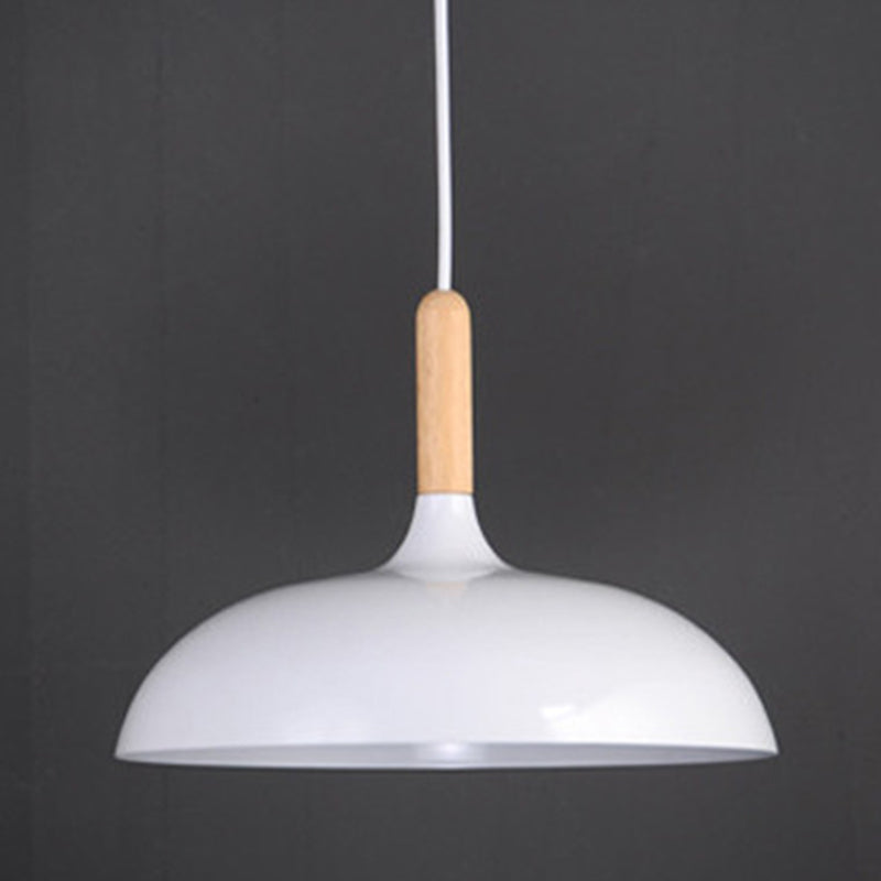 Minimalist Metal Down Lighting Pendant For Bedroom - Circle Fixture White