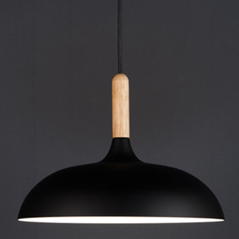 Minimalist Metal Down Lighting Pendant For Bedroom - Circle Fixture Black