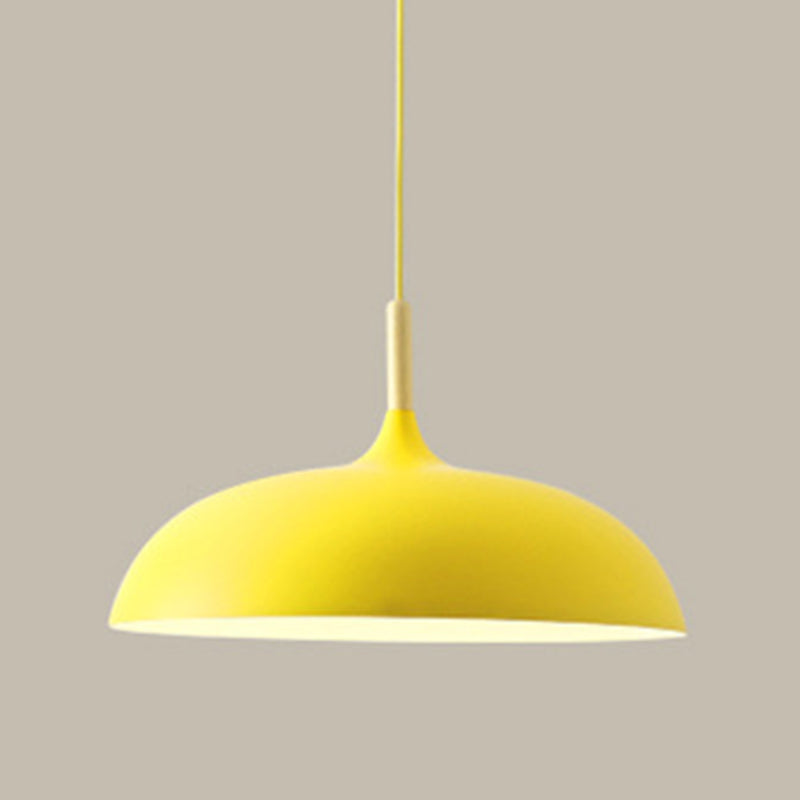 Minimalist Metal Down Lighting Pendant For Bedroom - Circle Fixture Yellow