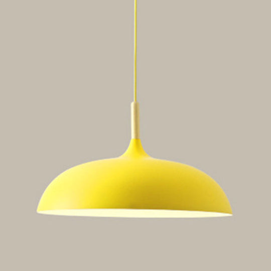 Minimalist Metal Down Lighting Pendant For Bedroom - Circle Fixture Yellow