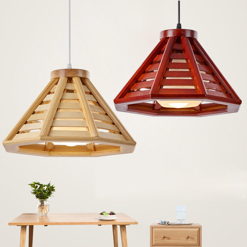 Contemporary Wood Shade Pendant Light - Modern Hanging Fixture