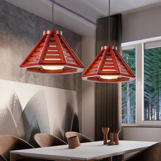 Contemporary Wood Shade Pendant Light - Modern Hanging Fixture