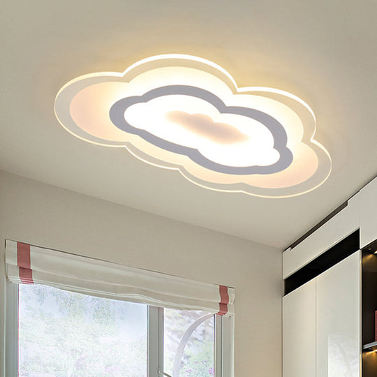 Minimalist Led Acrylic Cloud Flush-Mount Light Fixture - White Ceiling Lighting