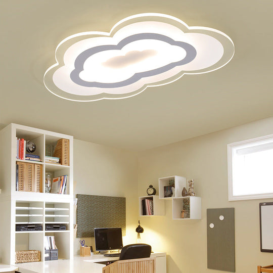 Minimalist Led Acrylic Cloud Flush-Mount Light Fixture - White Ceiling Lighting
