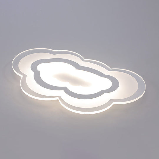Minimalist Led Acrylic Cloud Flush-Mount Light Fixture - White Ceiling Lighting / Natural