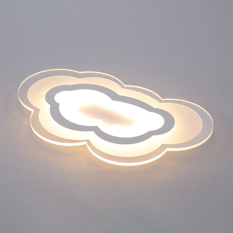 Minimalist Led Acrylic Cloud Flush-Mount Light Fixture - White Ceiling Lighting